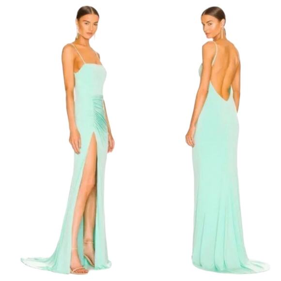 Katie May Great Ruched Gown in Supercharged Mint Medium NWT - Picture 1 of 11